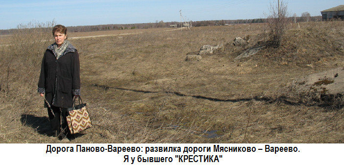 Дорога Паново-Вареево. Развилка. Место, где стоял КРЕСТИК