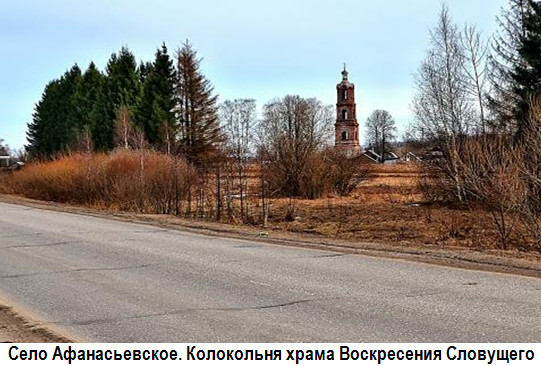 Село Афанасьевское. Колокольня церкви Воскресения Словущего